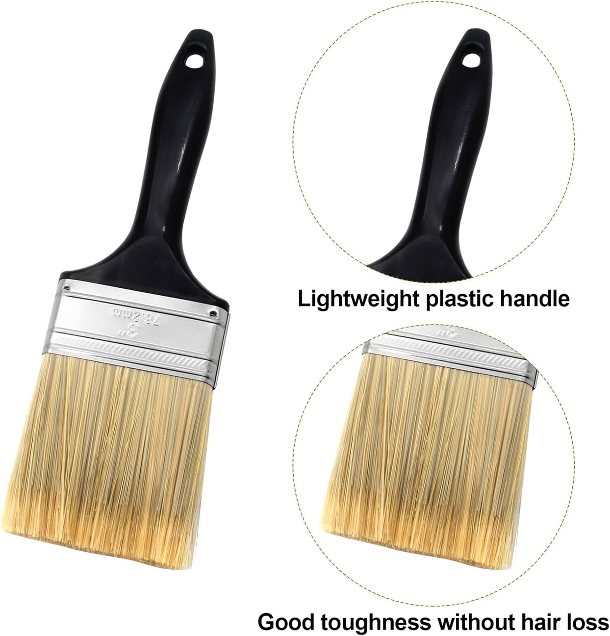3" Flat Paint Brushes – Professional DIY Tools for Walls, Trim, Furniture, Fence & Deck